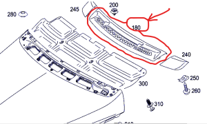 Решетка преден капак средна част (180) ORIGINAL  MERCEDES A/B-Class Hatchback I  [03/05-11/11] ORIGINAL ME A 169 836 00 18