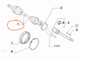 Полуоска к-т лява/дясна L/R 524mm FIAT BRAVO II, STILO; LANCIA DELTA III 1.6D/1.9D (09.05-12.14) GSP 217194